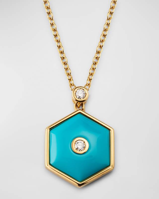 Baia Sommersa 18K Yellow Gold Pendant Necklace with Diamonds and Turquoise