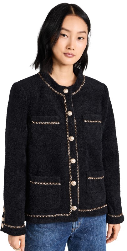 endless rose Chain Trimmed Jacket Black