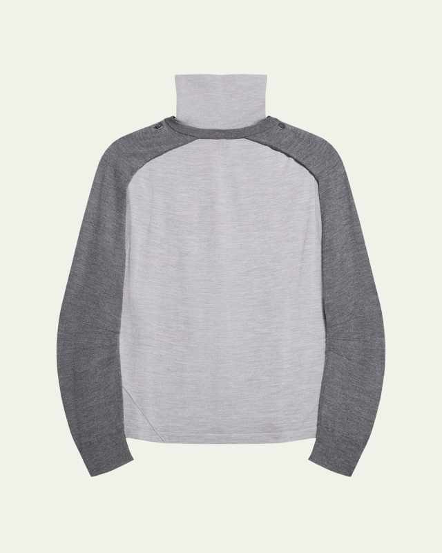 Fine-Knit Turtleneck Top with Detachable Shrug
