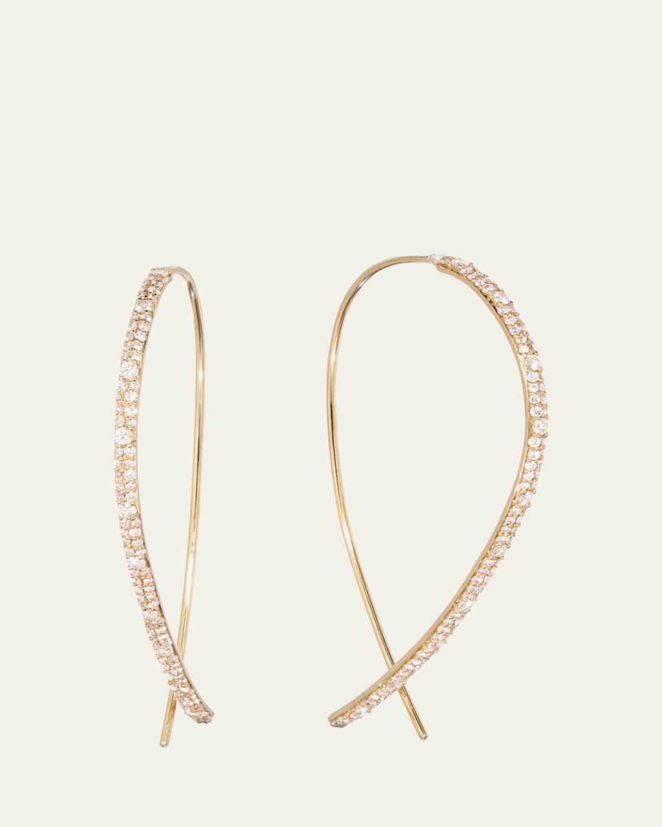 14K Yellow Gold Mega Flawless Upside Down Diamond Hoop Earrings, 50mm