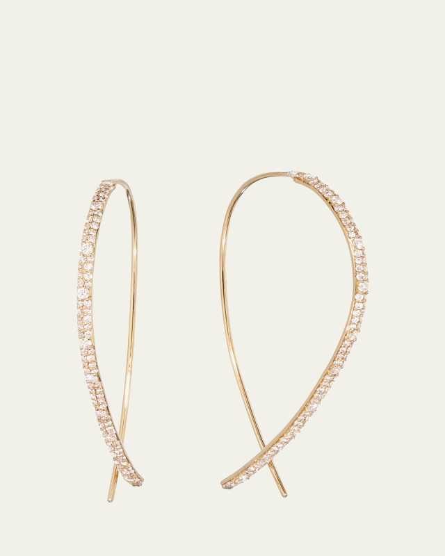 14K Yellow Gold Mega Flawless Upside Down Diamond Hoop Earrings, 50mm