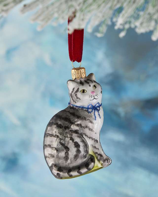 Crystal Collar Cat Christmas Ornament