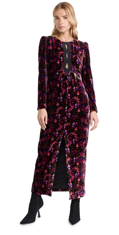 Saloni Jinx-C Velvet Dress CANOPY/BLACK