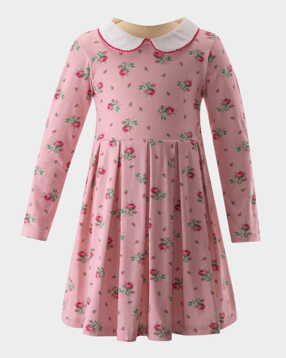 Girl's Rosebud Floral-Print Jersey Dress, Size 2-10
