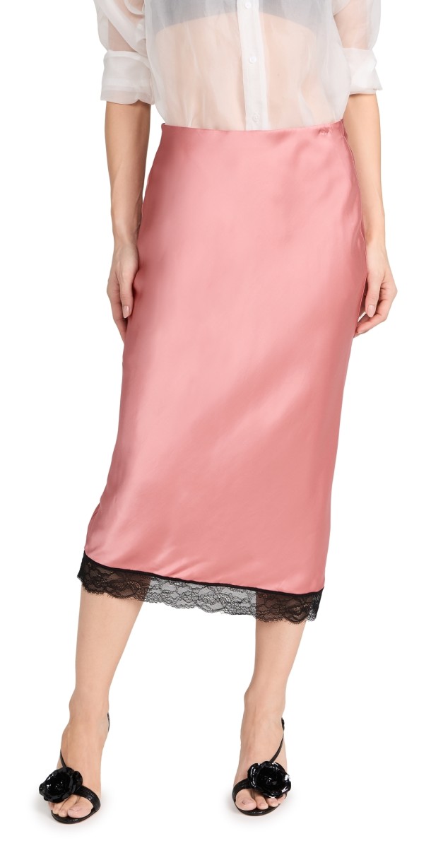Scotch &oda High Riseatinkirt with Lace Detail Weathered Pink