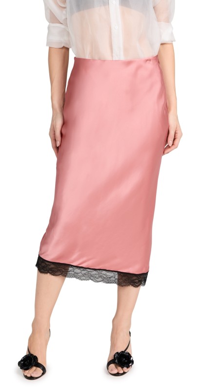 Scotch &oda High Riseatinkirt with Lace Detail Weathered Pink