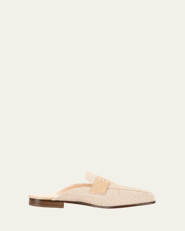 Riviera Raffia Penny Loafer Mules