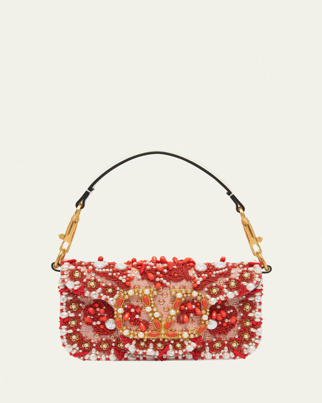 Loco Small Coral Jewel Chain Shoulder Bag