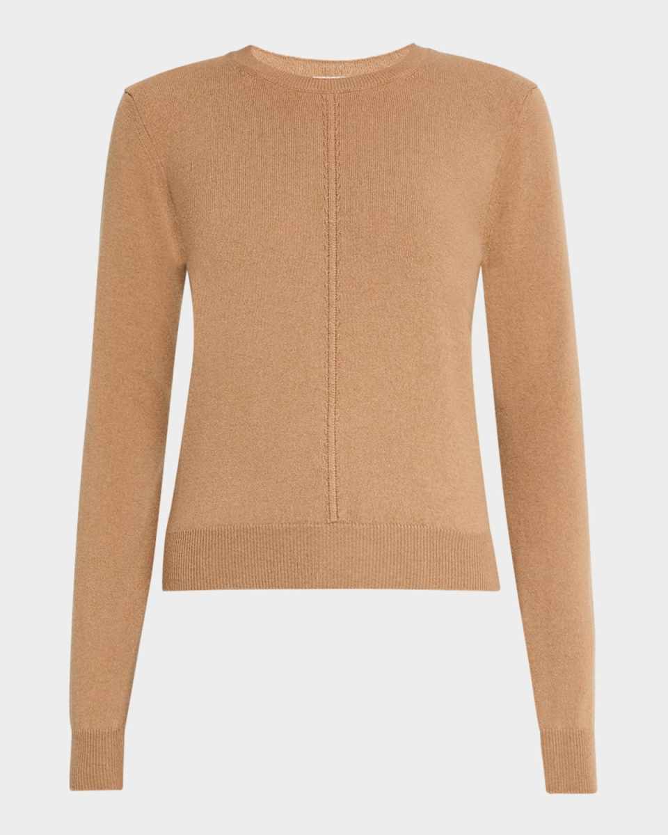 Seamed Crewneck Cashmere Sweater