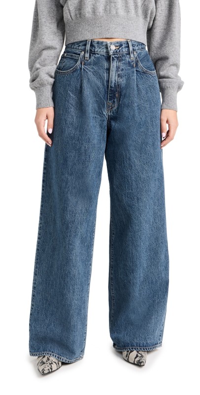 SLVRLAKE Abby Mid Rise Wide Pleat Jeans Runaway