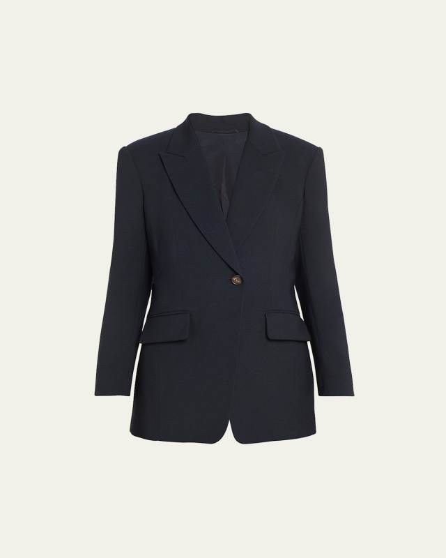 One-Button Wool Blazer
