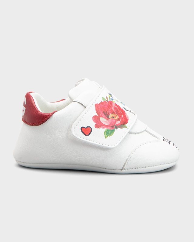 Girl's Prewalker Logo Rose-Print Sneakers, Newborn-9