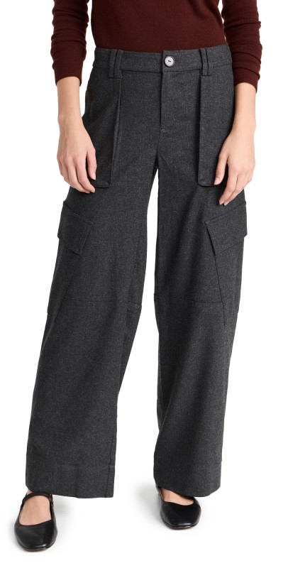Vince Flannel Wide Leg Raver Pants H Charcoal