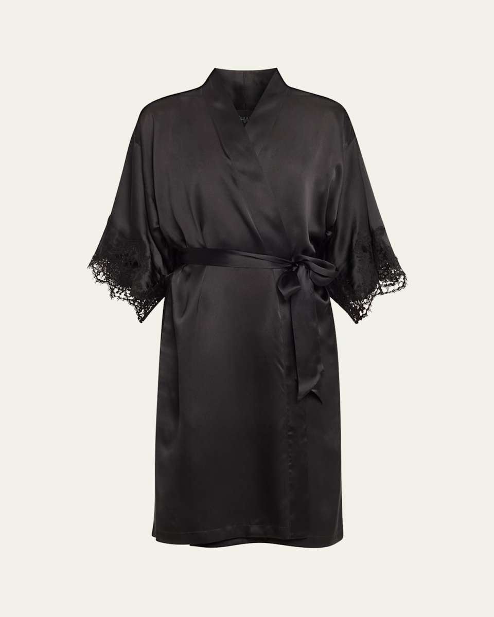 Splendeur Lace-Trim Silk-Blend Rob