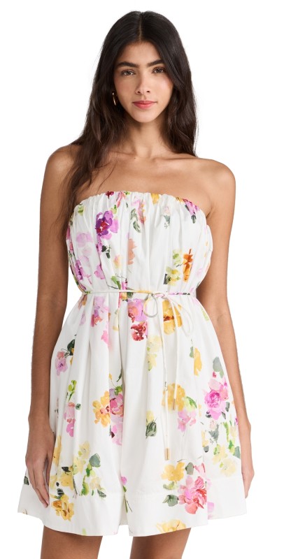 Aje Ayla Strapless Mini Dress Scattered Floral