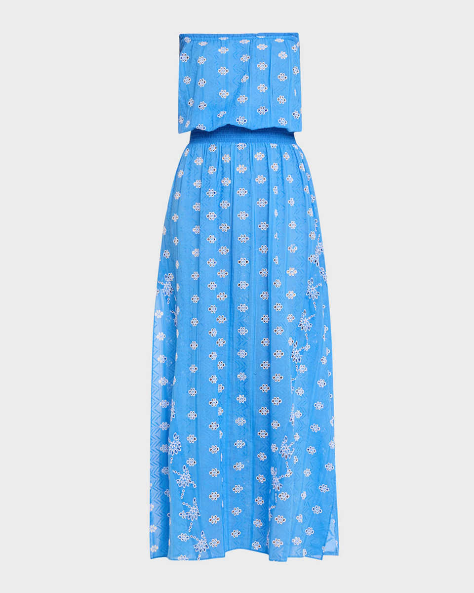 Cynthia Embroidered Strapless Maxi Dress