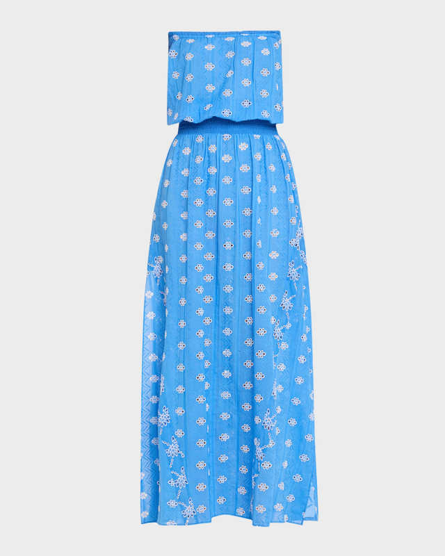 Cynthia Embroidered Strapless Maxi Dress