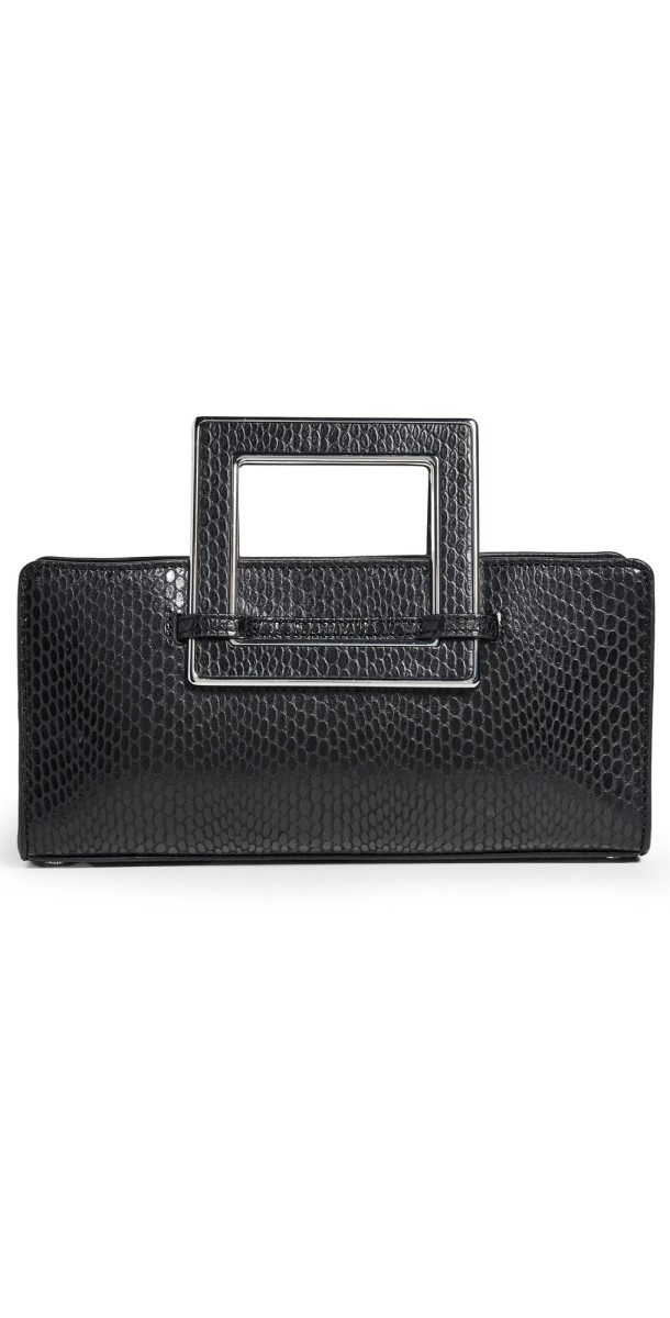 STAUD Shirley Metal Handle Clutch Black