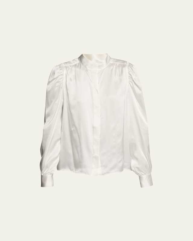 Gillian Long-Sleeve Silk Top