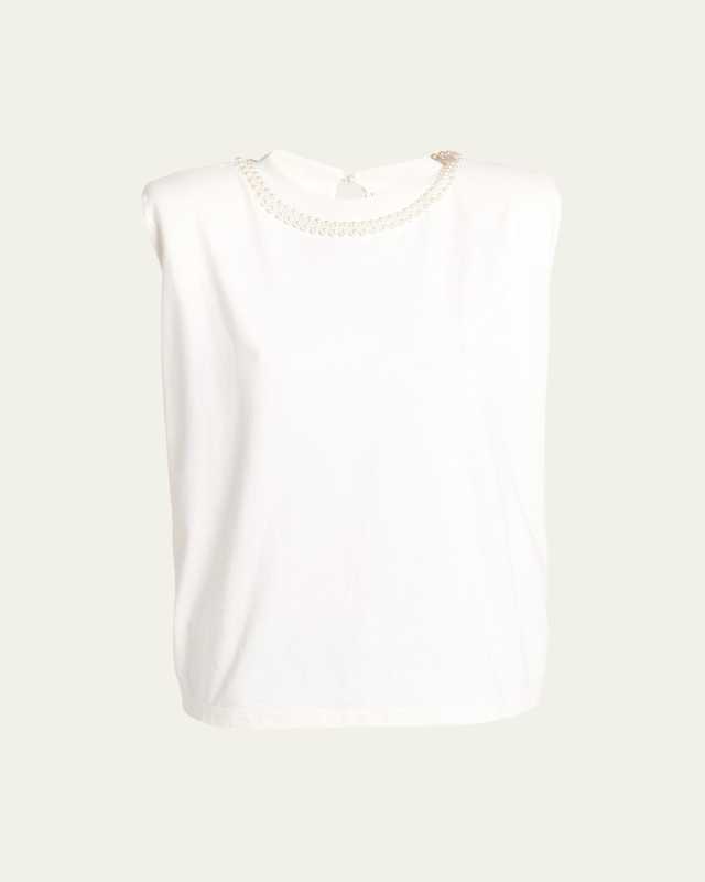 Journey Sleeveless Pearl-Embellished T-Shirt