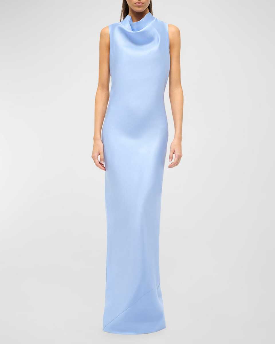 Rochelle Cowl-Neck Sleeveless Satin Gown