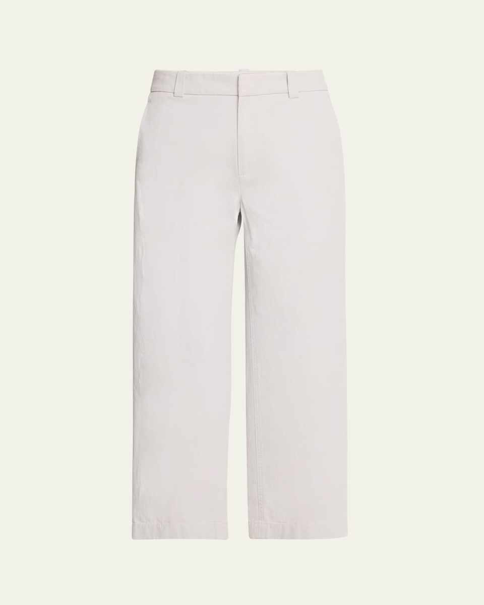 Mid-Rise Washed Cotton Cropped Pants