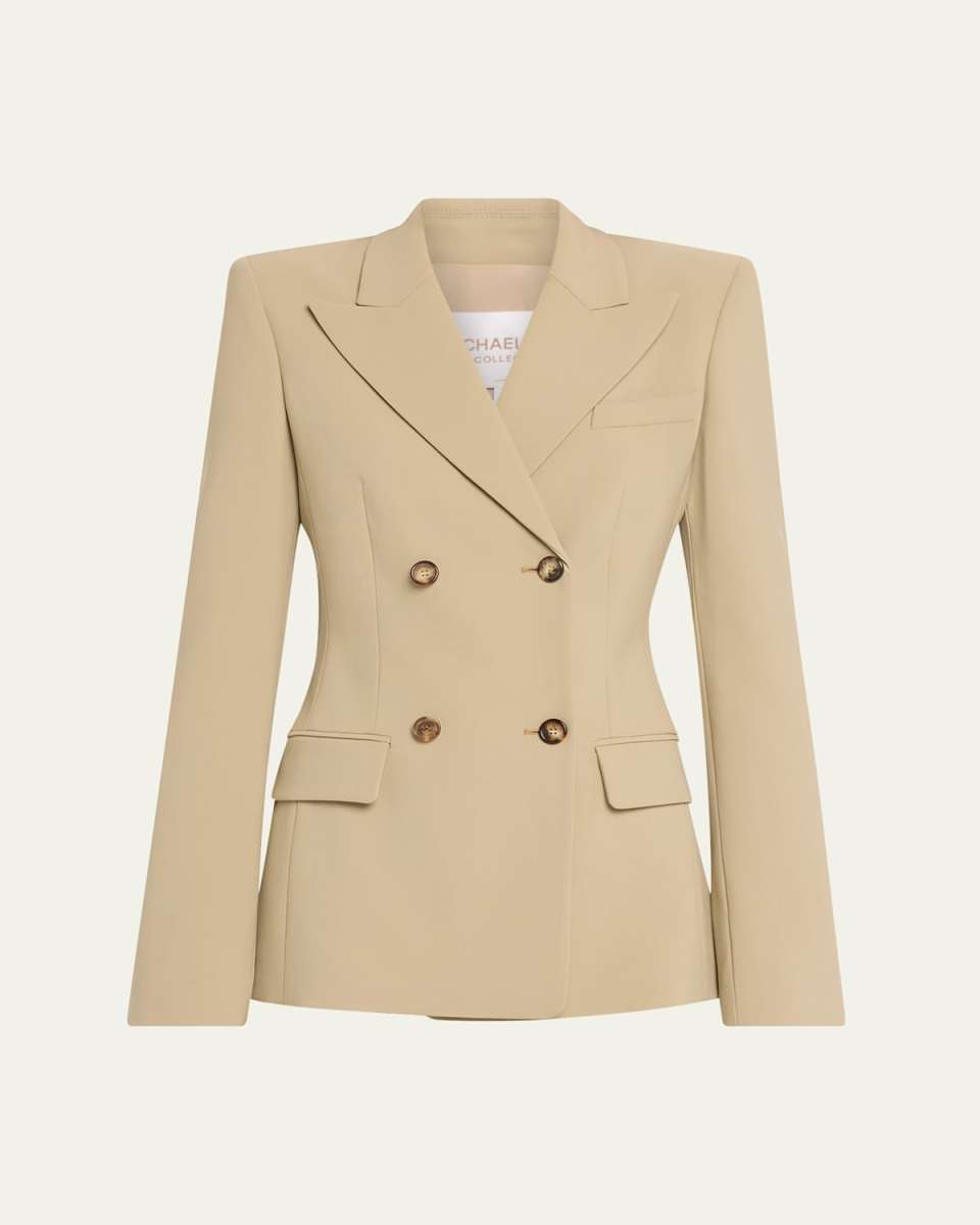 Georgina Double-Breasted Wool Blazer, Sand