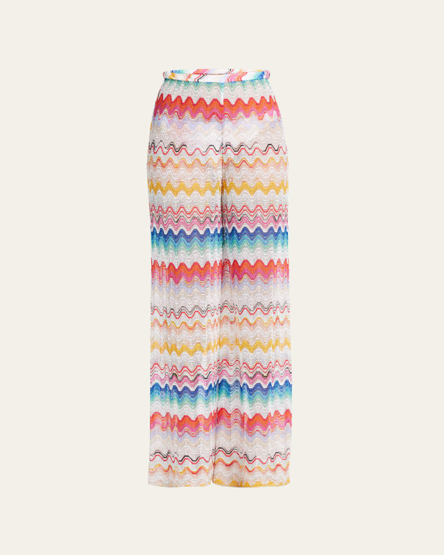 Zig-Zag Knit Wide-Leg Pants