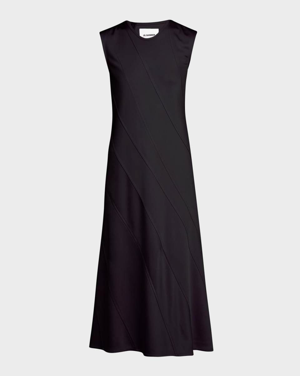 Diagonal Seam Midi Dress