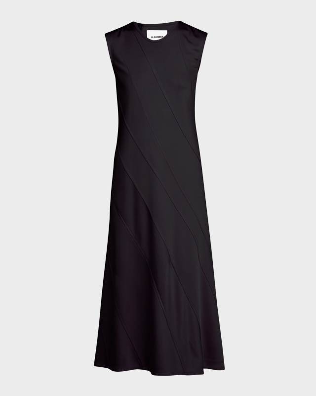 Diagonal Seam Midi Dress