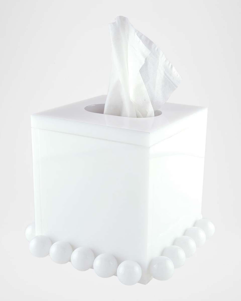 White Lucite Tissue Box Bubble Design