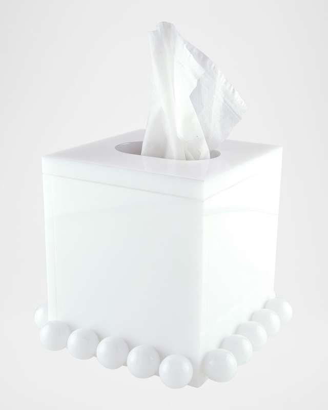 White Lucite Tissue Box Bubble Design