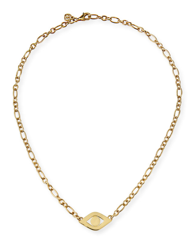 14k Yellow Gold Extra-Large Evil Eye Link Necklace