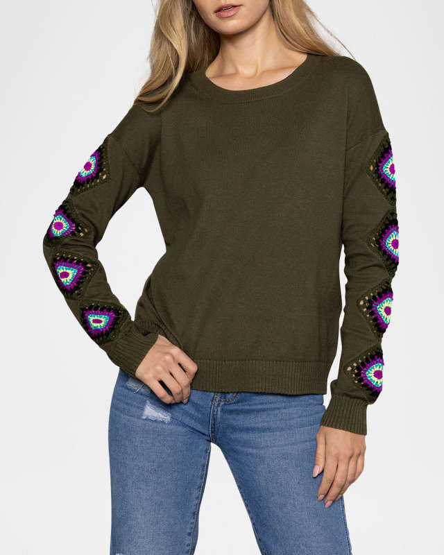 The Hook Up Crochet-Inset Sweater
