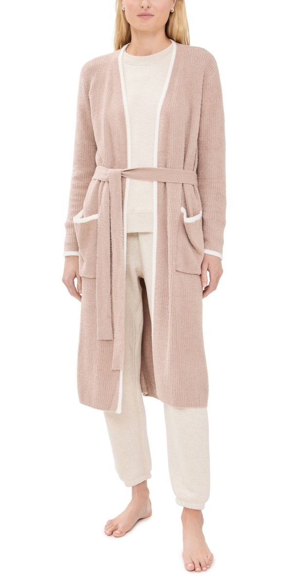 Barefoot Dreams CCL Contrast Ribbed Robe Willow/Pearl