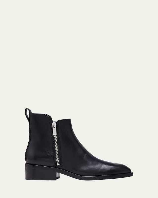 Alexa Leather Zip Booties