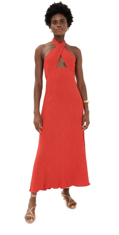 Johanna Ortiz Light Heart Ankle Dress Fire Red