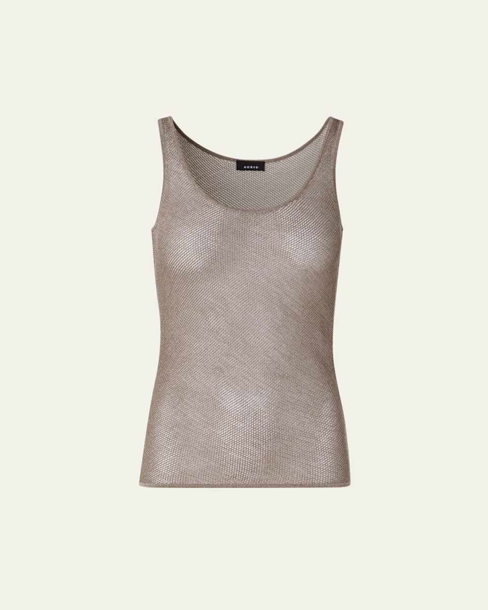 Metallic Grid Knit Tank Top