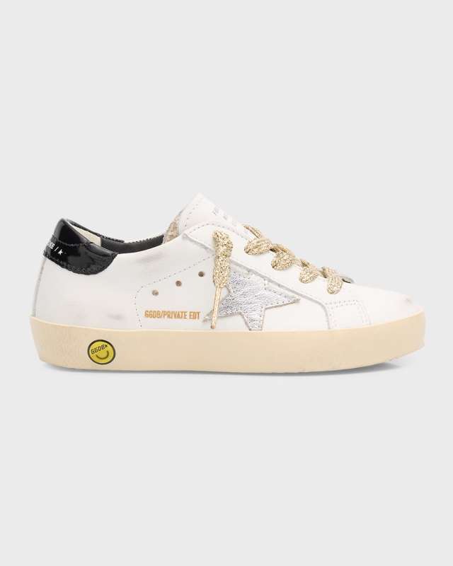 Girl's Superstar Mixed Leather Low-Top Sneakers, Baby/Toddler