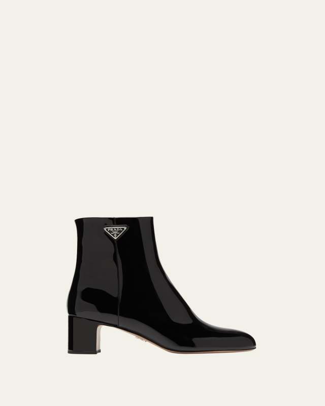 Patent Block-Heel Ankle Booties