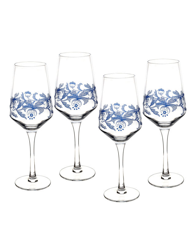Blue Italian S/4 Wine Glasse