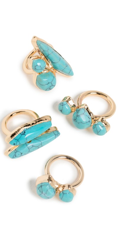 Cult Gaia Suri Ring Set Turquoise