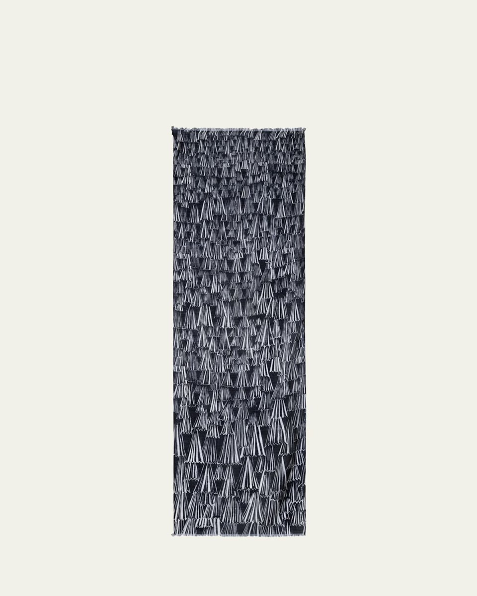 Cashmere Silk Asagao Print Scarf