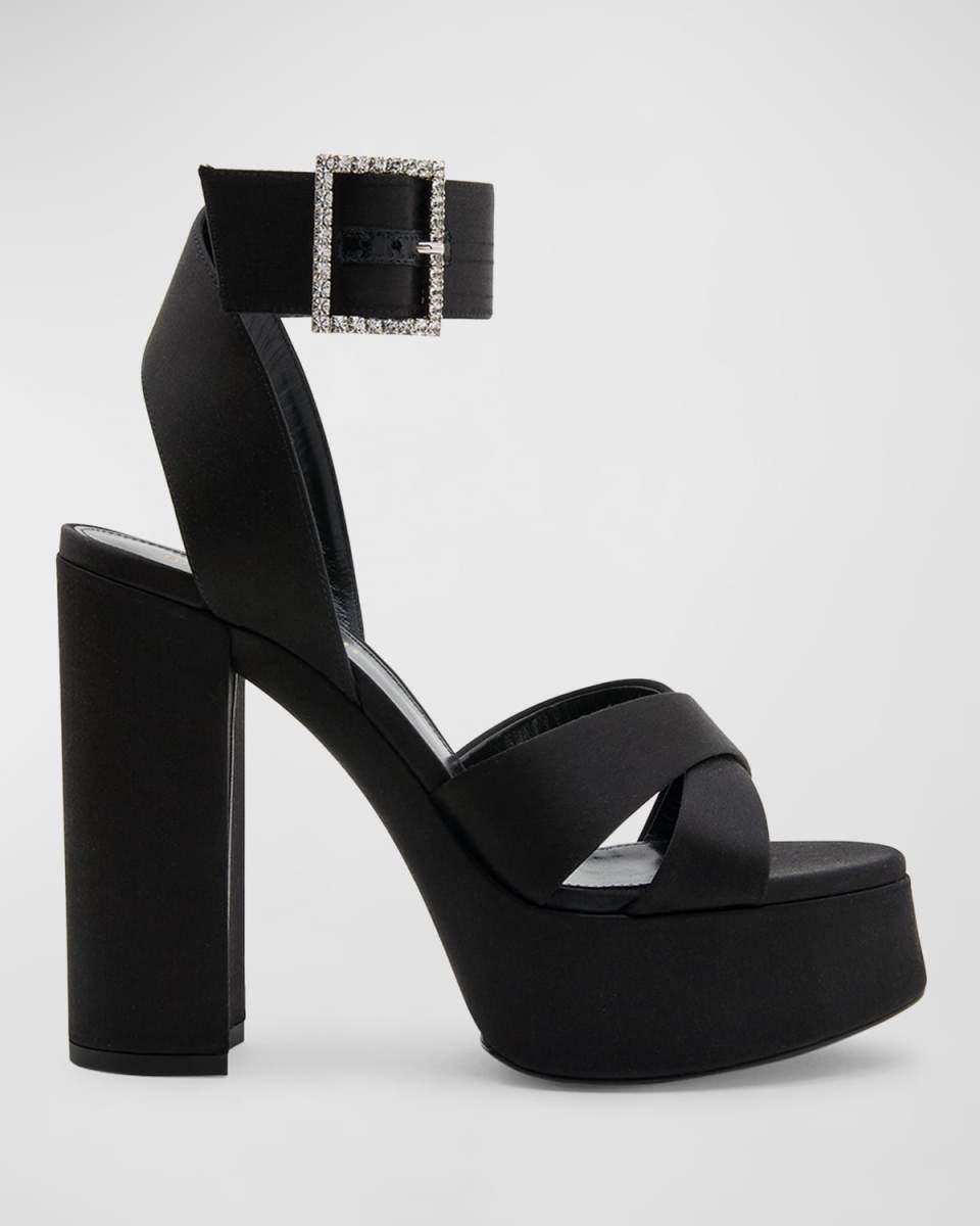 Bianca Satin Buckle Platform Sandals