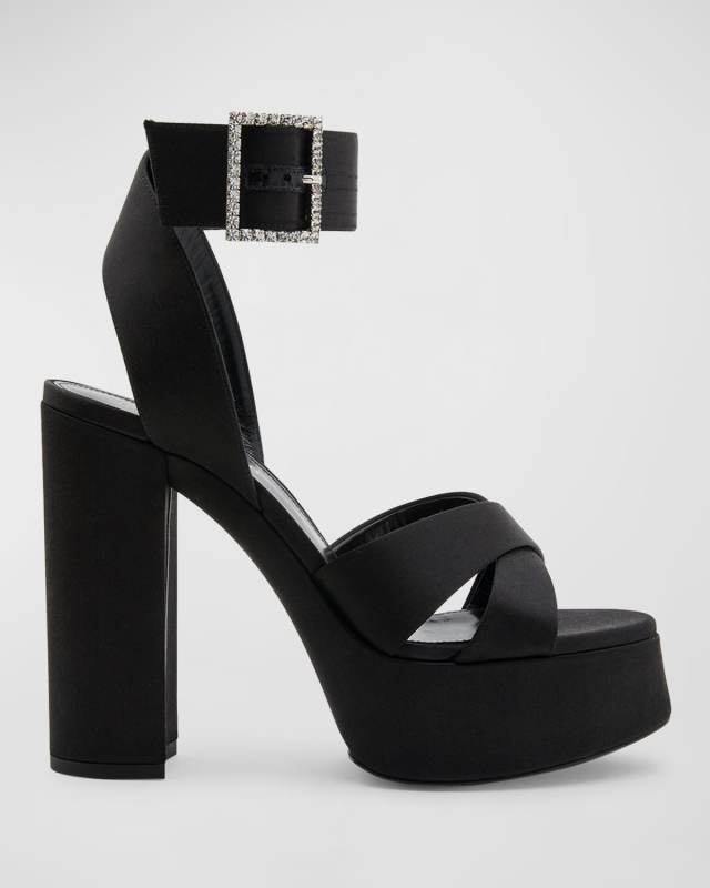Bianca Satin Buckle Platform Sandals