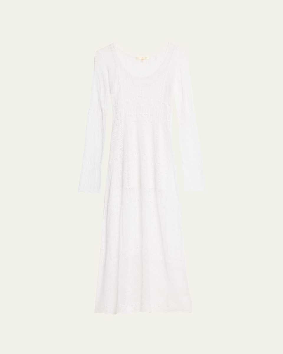 Tilo Sheer Cotton Pointelle Long-Sleeve Maxi Dress