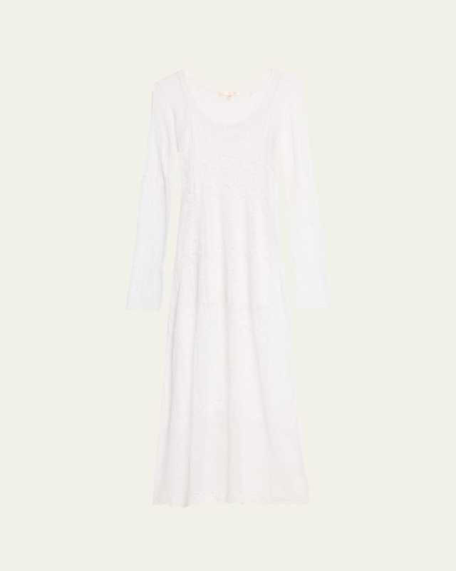 Tilo Sheer Cotton Pointelle Long-Sleeve Maxi Dress