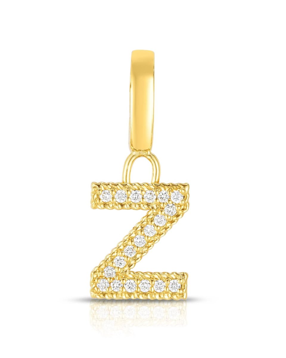 Princess 18K Yellow Gold Diamond Pave Initial Charm, Z