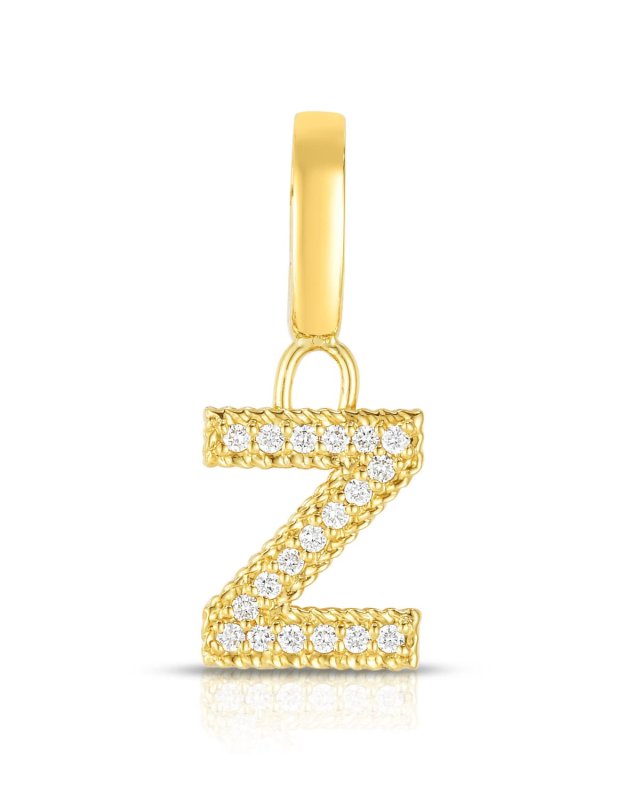 Princess 18K Yellow Gold Diamond Pave Initial Charm, Z