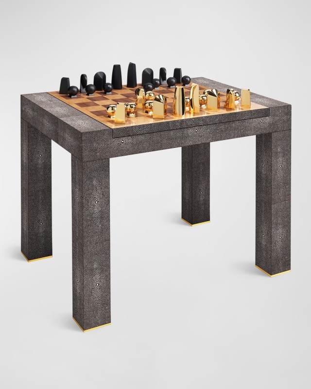 Faux Shagreen Chess Side Table